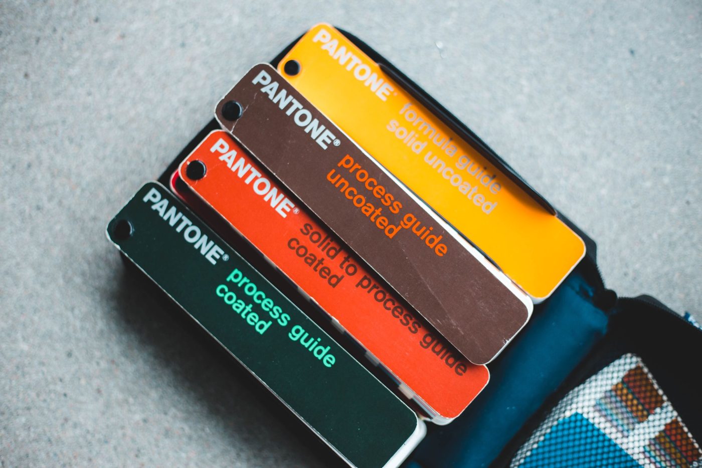 Pantone colour samples in a box