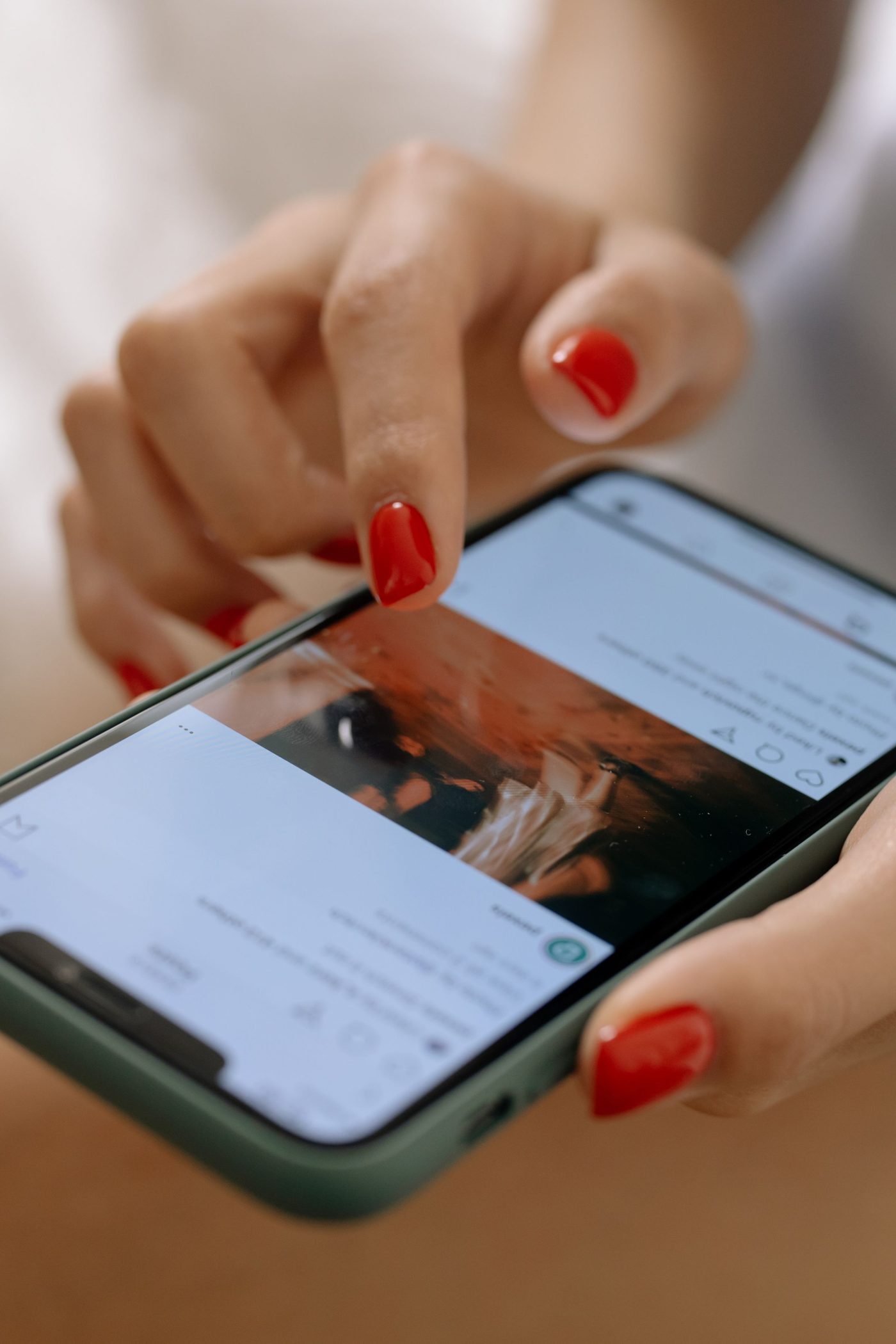 Scrolling a social media feed on a phone